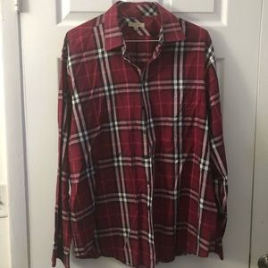Burberry Red Plaid Button Down Shirt